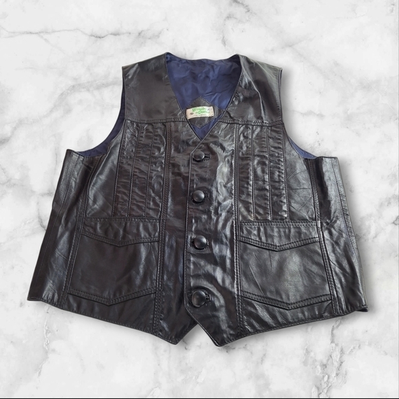 Genuine Leather Jackets & Blazers - Womens Genuine Leather Black Vest 4 Buttons & Pockets Made In Mexico